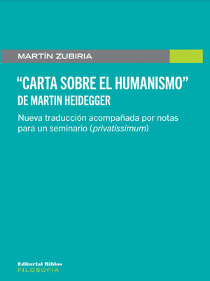 cover image of "Carta sobre el Humanismo" de Martin Heidegger
